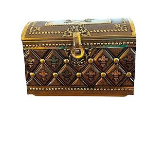 Vintage Hinged Lid Tin Treasure Chest Made in Western Germany